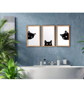 BK Home Banyo 3'lü El Yapımı Ahşap Çerçeveli Tablo-5