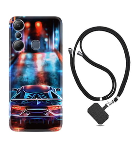 Infınix Hot 20i Kılıf Silikon Boyun Askılı İpli Desenli Silikon Neon Cars 1724