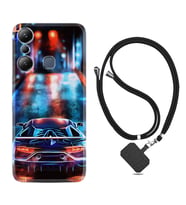 Infınix Hot 20i Kılıf Silikon Boyun Askılı İpli Desenli Silikon Neon Cars 1724