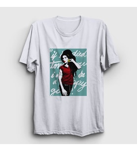 Presmono Unisex Beyaz Icon Amy Winehouse T-Shirt 152050tt