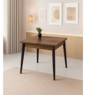 Yanlardan Açılır Büyüyen Yemek Masası Ceviz 75x80cm SADECE MASA FİYATIDIR