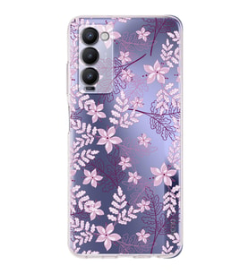 PrintiFy Tecno Camon 18P Uyumlu Kamera Korumalı Floral Pudra Tasarımlı Şeffaf Silikon Kılıf