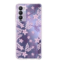 PrintiFy Tecno Camon 18P Uyumlu Kamera Korumalı Floral Pudra Tasarımlı Şeffaf Silikon Kılıf