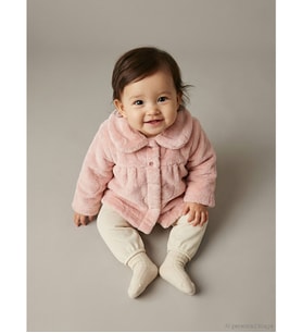 LCW baby Pembe Bebe Yaka Kız Bebek Pelüş Mont