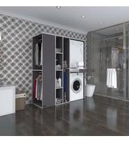 Kenzlife çamaşır-kurutma makinesi dolabı ve giysi dolabı çekmeceli attar sol gri 187*160*60  banyo (Beyaz)