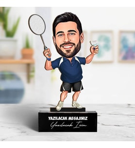 Kişiye Özel Tenis Sporcusu Erkek Karikatürlü Biblo