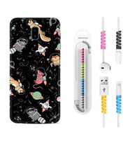 Samsung J6 Plus J7 Prime J7 Pro M20 Kılıf Kablo Koruma Spiral Silikon Planet Animals 1771
