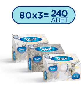 Selpak El ve Yüz Havlusu Kutulu Mermer Desen 3'lü 240 Yaprak