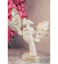 Görmedim Duymadım Bilmiyorum Biblo Krem Gold, Dekoratif Mask, Gold Dekor, Yeni Yıl Hediyesi