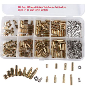 300 Adet M2 Metal Distans Vida Somun Seti Aralıyıcı Stand off 10 Çeşit Şeffaf Çantada