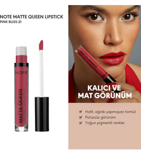 Cosmetics Matte Queen Lipstick 21 Pink Bliss Kalıcı Likit Ruj, Kırmızı