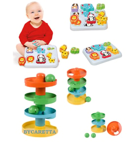 Yağmur Damlası (Çıngıraklı Top Oyunu ) + Sevimli Hayvanlar Bul tak Eğitici ve Zeka Geliştirici Set (Karışık)