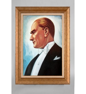 Çerçeveli Paspartulu Atatürk Tablo a759 (Gold)