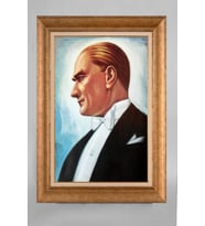 Çerçeveli Paspartulu Atatürk Tablo a759 (Gold)