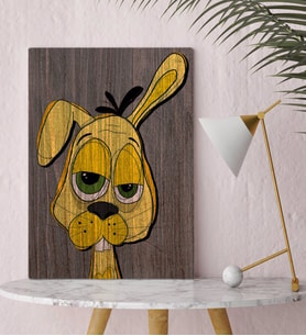 BK Home Drunken Rabbit - Yellow Tasarımlı Kanvas Tablo-1