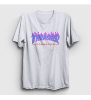 Presmono Unisex Beyaz Logo V2 Thrasher T-Shirt 278397tt (Beyaz)