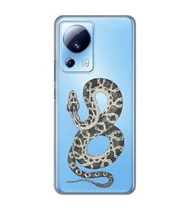 Xiaomi Mi 13 Lite Uyumlu Yılan Desenli Şeffaf Telefon Kılıfı