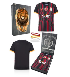 Galatasaray Orijinal Lisanslı 2024/25 Alternatif Siyah Taraftar Forma Spor Bileklik Set H (Kırmızı-Siyah)
