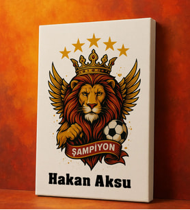 BK Gift Kişiye Özel Sarı Kırmızı 5 Yıldız Aslan Taraftar Tasarımlı Kanvas Tablo-5, Taraftar Hediyesi, Doğum Günü Hediyesi, Arkadaşa Hediye