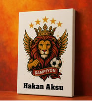 BK Gift Kişiye Özel Sarı Kırmızı 5 Yıldız Aslan Taraftar Tasarımlı Kanvas Tablo-5, Taraftar Hediyesi, Doğum Günü Hediyesi, Arkadaşa Hediye