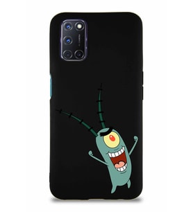 Oppo A72 Soft Premier Kapak Plankton Tasarımlı Silikon Kılıf - Siyah (Şeffaf)