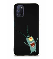 Oppo A72 Soft Premier Kapak Plankton Tasarımlı Silikon Kılıf - Siyah (Şeffaf)