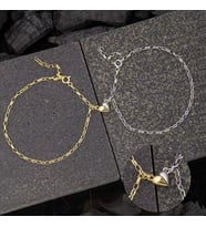 Gümüş Rodyum Gold Çift Kalpli Aşk Bileklik