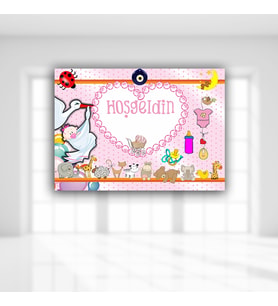 Hoşgeldin Bebek Afiş, 70cm x 50cm - Pembe (STD)