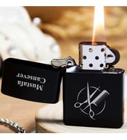 Kişiye Özel İsimli Benzinli Siyah Zippo Çakmak - Berber Kuaför Baskılı