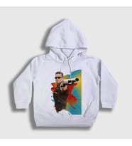 Presmono Unisex Çocuk Beyaz Shotgun Film The Terminator Kapüşonlu Sweatshirt 411510tt