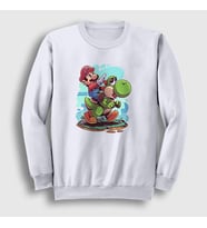 Presmono Unisex Beyaz Yoshi Oyun Super Mario Sweatshirt 328058tt