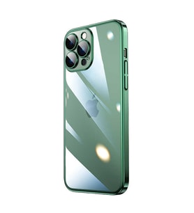 Vendas iPhone 13 Pro Max Uyumlu (13 Pro Max) Pilas Serisi Elektroplated Sert PC Renkli Çerçeveli Silikon Kılıf (Yeşil)