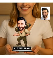 Kişiye Özel Seyitonbaşı Erkek Karikatürlü 18 cm MDF Masaüstü Biblo - Masaüstü Hediye