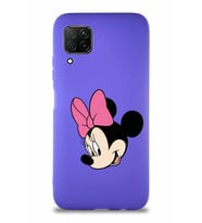Huawei P40 Lite Soft Premier Kapak Minnie Mouse-B Tasarımlı Silikon Kılıf - Mor (Şeffaf)
