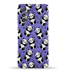 Samsung Galaxy A23 Uyumlu Lansman Kılıf Panda Tasarımlı İçi Kadife Kapak-Mor (Şeffaf)