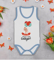 BK Kids Kişiye Özel Mekanın Sahibi Geliyor Mavi Biyeli Askılı Sıfır Kol Bebek Body Zıbın, Yeni Doğan Bebek Hediyesi