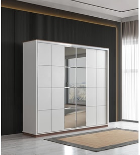 Efsane Sürgülü Aynalı Elbise Dolabı Gardırop 230x60x214