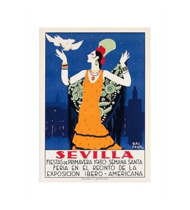 Ispanya 1930 Sevilla Nisan Adil Seyahat Poster Tablo Ahşap Poster Dekoratif