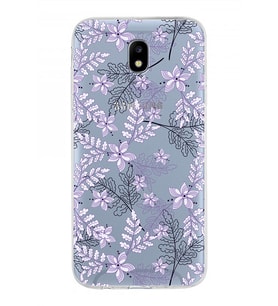 Samsung Galaxy J5 Pro Kapak Floral Lila Tasarımlı Şeffaf Silikon Kılıf