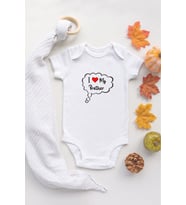 I Love My Brother Organik Baskılı %100 Pamuklu Beyaz Çıtçıtlı Body Zıbın