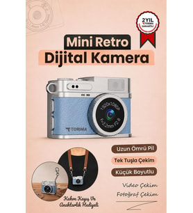 Torima Mini Dijital Kamera Selfie Video Vlog Kamerası Mini Anahtarlık 1080P CMR35 Mavi