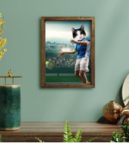Evcil Dostlara Özel Tenis Oyuncusu Tasarımlı Portre Doğal Masif Ahşap Çerçeveli Tablo 30x40cm-2