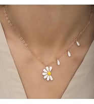 Rodyum Rose Papatya Seviyor Sevmiyor 925 Gümüş Ayar Kadın Kolye