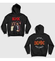 Presmono Unisex Siyah High Voltage V2 AC/DC Sırt Baskılı Kapüşonlu Sweatshirt 518483tt