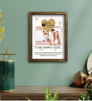 BK Gift Kişiye Özel Fotoğraflı Mesajlı Doğal Masif Ahşap Çerçeveli Tablo 30x40cm-2