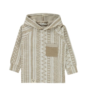 Civil Boys Kendinden Desenli Kapşonlu 2-5 Yaş Sweatshirt - Bej