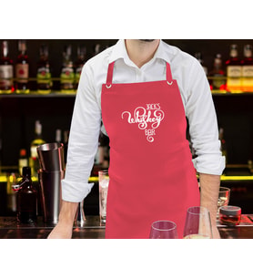 BK Gift Kişiye Özel İsimli Bar Tasarımlı Profesyonel Kırmızı Mutfak Önlüğü, Aşçı Önlüğü, Şef Önlüğü, Arkadaşa Hediye-1
