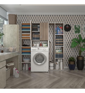 Kenzlife çamaşır makinesi dolabı veronikamega crd 180*156*20 banyo arkalıksız raflı (Karışık)