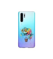 Huawei P30 Pro ile Uyumlu Splash Bukalemun Tasarımlı Şeffaf Silikon Kılıf