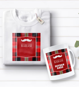 BK Gift Kişiye Özel Dünyanın En İyi Babası Tasarımlı Beyaz Tişört ve Kupa Seti-4 (Model 1)